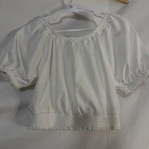 Mini Boden White Girls Bubble Top